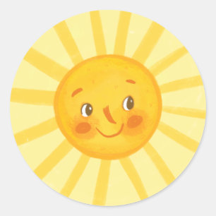 Cute smile sun round pillow paper plates classic r sticker