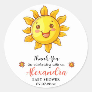 Cute Smile Sunshine Baby Shower Classic Round Sticker