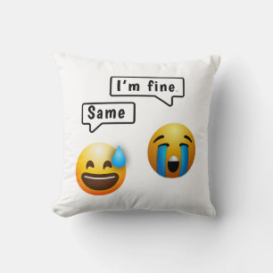 Cute Smiley Face Emoji Throw Pillow