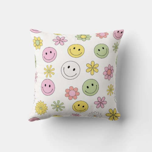 Cute Smiley Face Throw Pillow for Teen Girls 