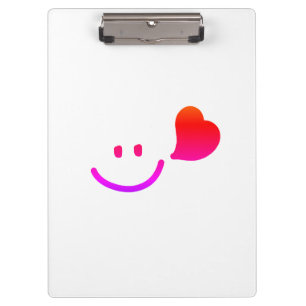 Cute Smiley Face with Heart – Minimalist Happy Vib Clipboard