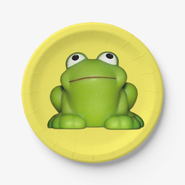 Cute Smiley Frog Paper Plates (Front)