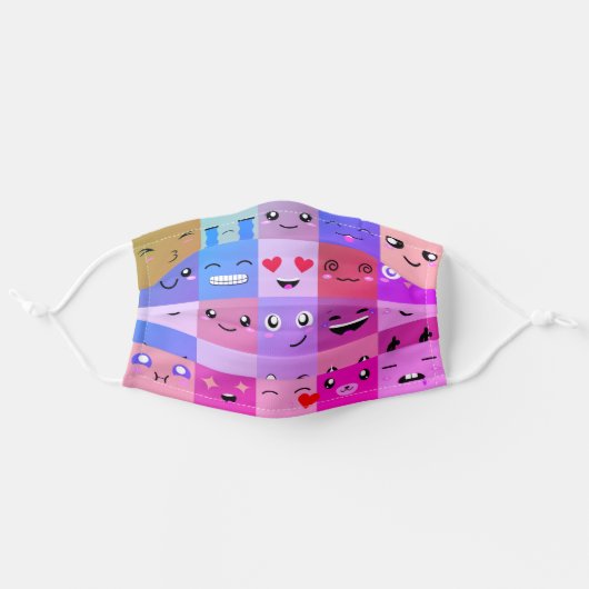 Cute Smilies Emoji Fun Adult Cloth Face Mask (Front, Unfolded)