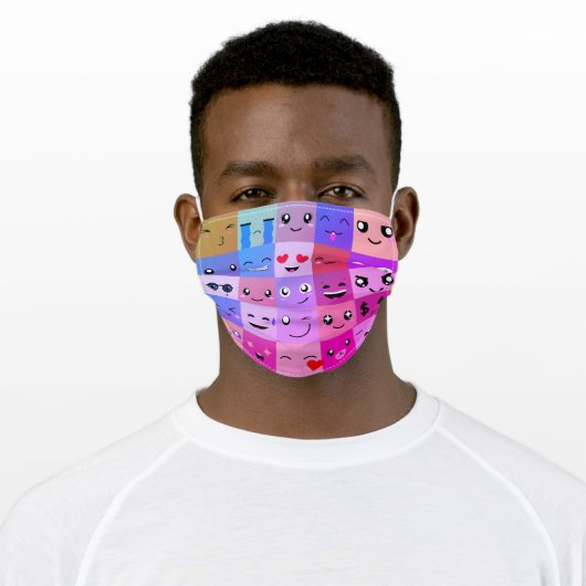 Cute Smilies Emoji Fun Adult Cloth Face Mask (Worn)