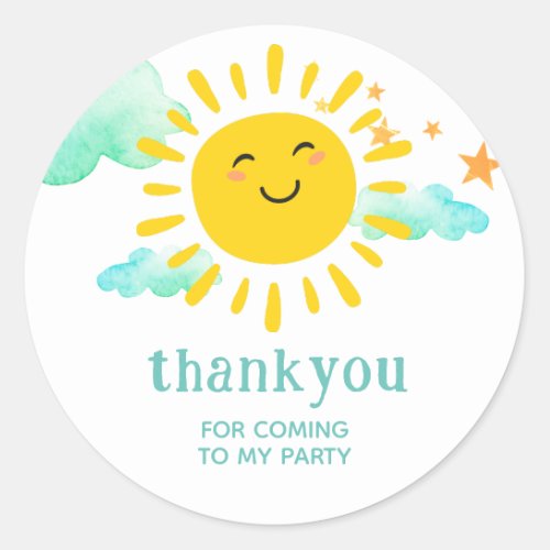 Cute Smiliing Sunshine Thank You Party Sticker