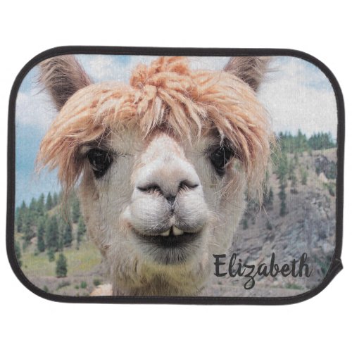 Cute Smiling Alpaca Photo Image Car Floor Mat