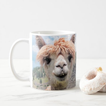 Cute Smiling Alpaca Photo Image Coffee Mug
