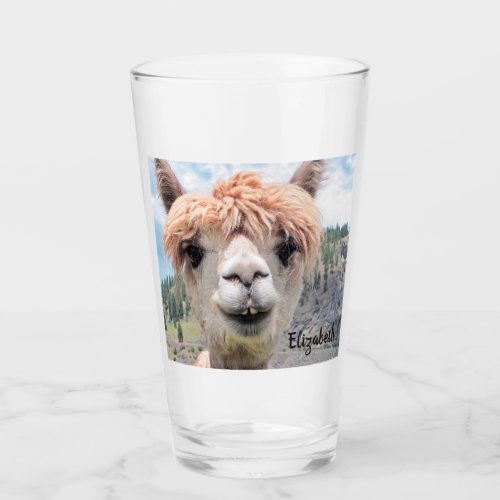 Cute Smiling Alpaca Photo Image Glass