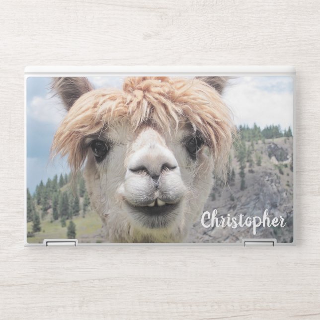 Cute Smiling Alpaca Photo Image HP Laptop Skin (Front)