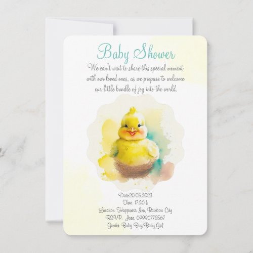 Cute smiling baby chicken save the date