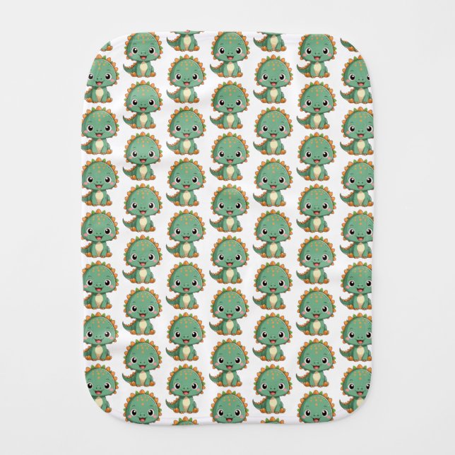 Cute Smiling Baby Dinosaur Pattern Burp Cloth (Front)