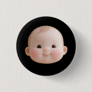 Cute Smiling Baby Face Round Button Badge