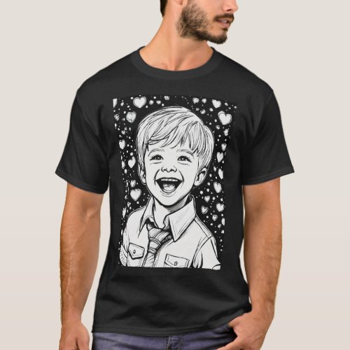 Cute Smiling Baby Outline Art pattern Tshirt