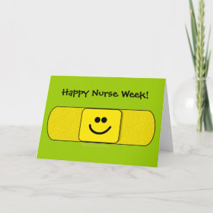 Cute Smiling Bandaid Happy Nurse Week Customizable Letterpress Thank You Card