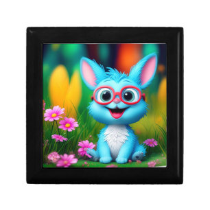 Cute Smiling Blue Bunny Wearing Glasses-567345 Gift Box