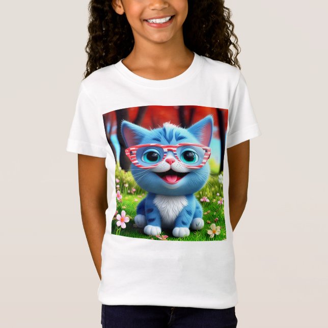 Cute Smiling Blue Kitten-55665 T-Shirt (Front)