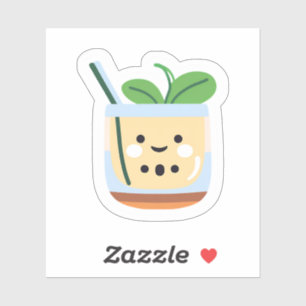 Cute Smiling Boba Tea   Happy Face Adorable Drink Sticker