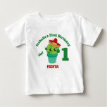 Cute Smiling Cactus In Red Sombrero First Birthday Baby T-shirt at Zazzle