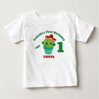 Cute Smiling Cactus in Red Sombrero First Birthday