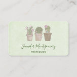 Cute Smiling Cactus Trio Watercolor Design Business Card
