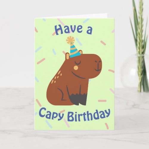 Cute Smiling Capybara Capy Birthday Kids Card