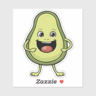 Cute Smiling Cartoon Avocado Sticker