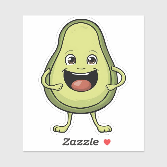 Cute Smiling Cartoon Avocado Sticker (Sheet)