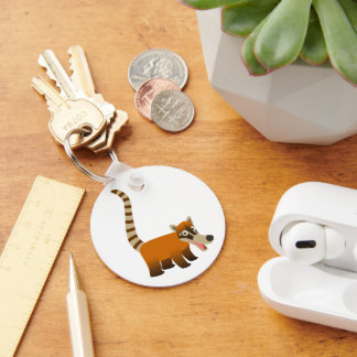 Cute Smiling Cartoon Coatimundi Keychain