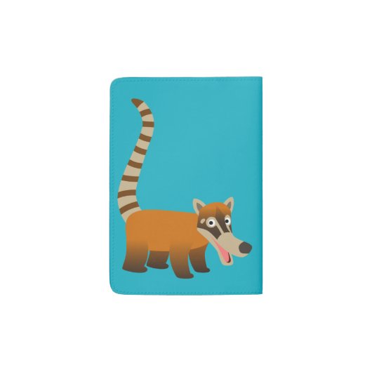 Cute Smiling Cartoon Coatimundi Passport Holder (Back)