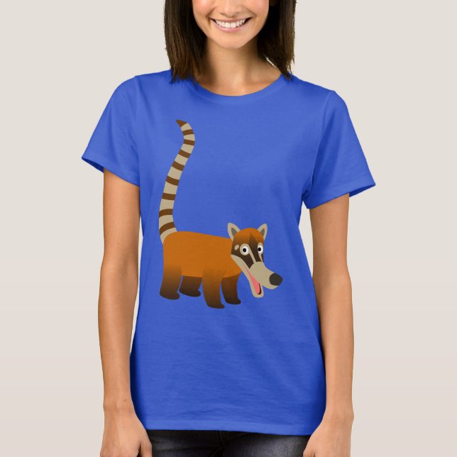Cute Smiling Cartoon Coatimundi Women T-Shirts (Front)