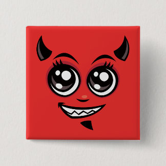 Cute Smiling Cartoon Devil Button