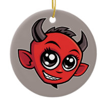 Cute Smiling Cartoon Devil Ceramic Ornament