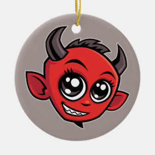 Cute Smiling Cartoon Devil Ceramic Ornament