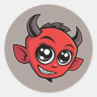 Cute Smiling Cartoon Devil Classic Round Sticker