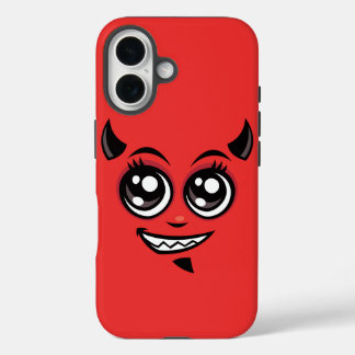 Cute Smiling Cartoon Devil Face iPhone 16 Case
