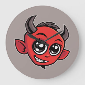 Cute Smiling Cartoon Devil Large Clock