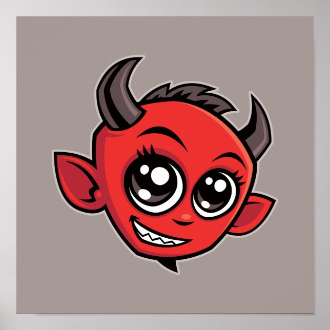 Cute Smiling Cartoon Devil Poster (Front)