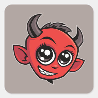 Cute Smiling Cartoon Devil Square Sticker