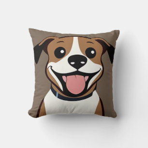 Cute smiling cartoon dog gift for dog lovers throw pillow