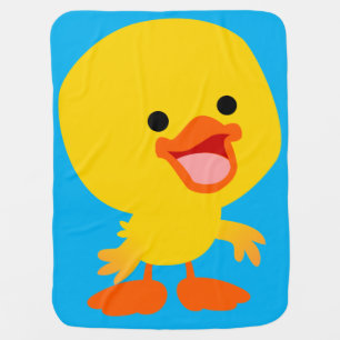 Cute Smiling Cartoon Duckling Baby Blanket