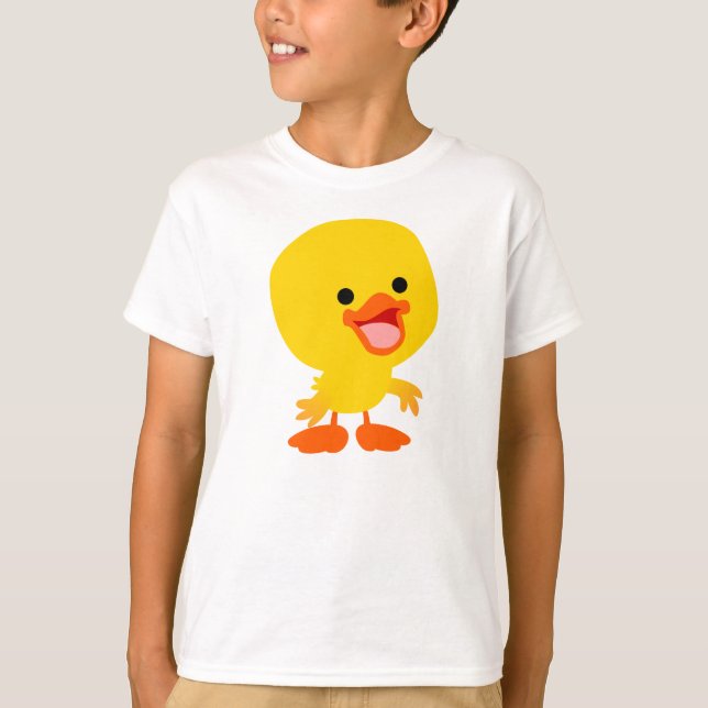 Cute Smiling Cartoon Duckling Children T-Shirt (Front)