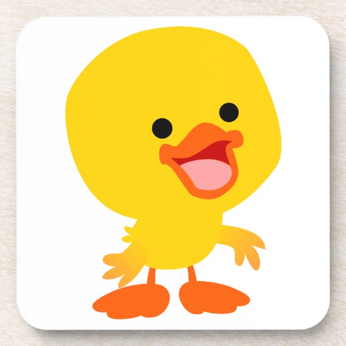 Cute Smiling Cartoon Duckling Coasters Set