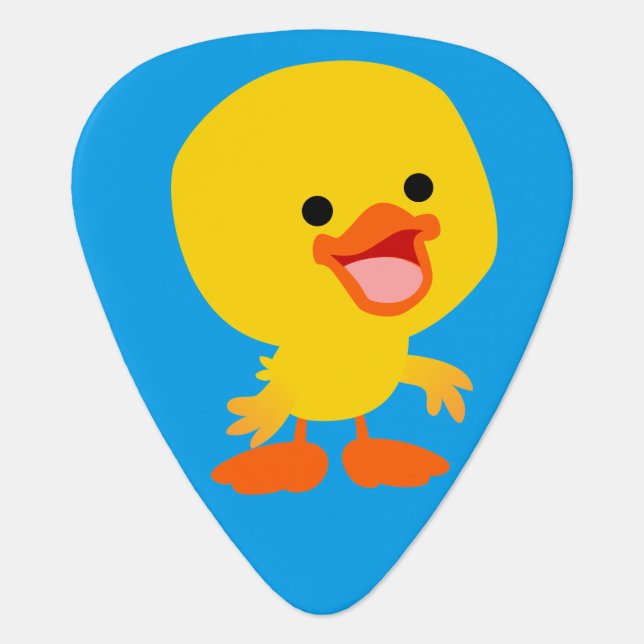 Cute Smiling Cartoon Duckling Guitar Pick (Front)
