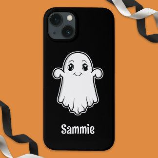 Cute Smiling Cartoon Ghost With Custom Name iPhone 13 Case