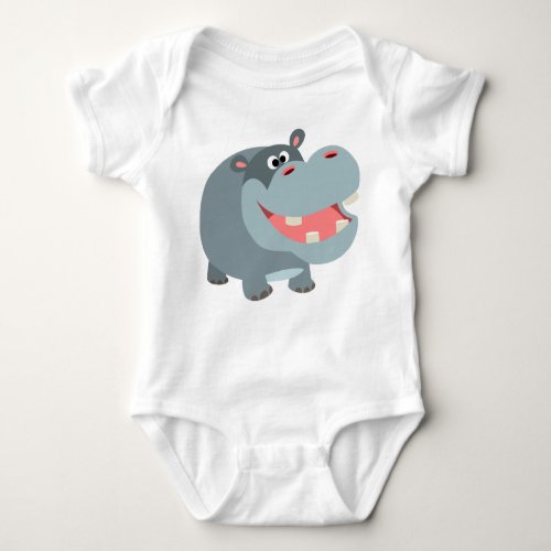 Cute Smiling Cartoon Hippo Baby Bodysuit