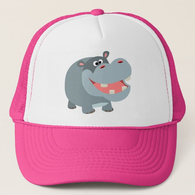 Cute Smiling Cartoon Hippo Hat (Front)