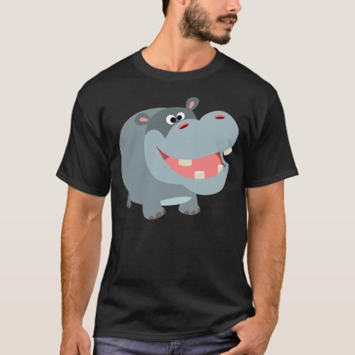 Cute Smiling Cartoon Hippo T_Shirt