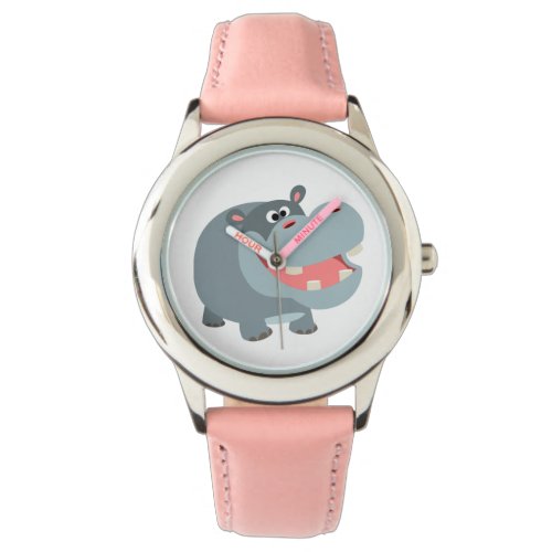 Cute Smiling Cartoon Hippo Watch