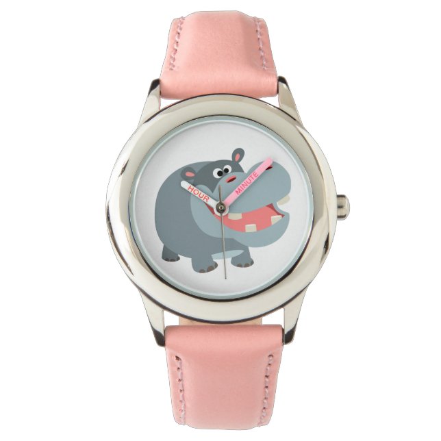 Cute Smiling Cartoon Hippo Watch (Front)