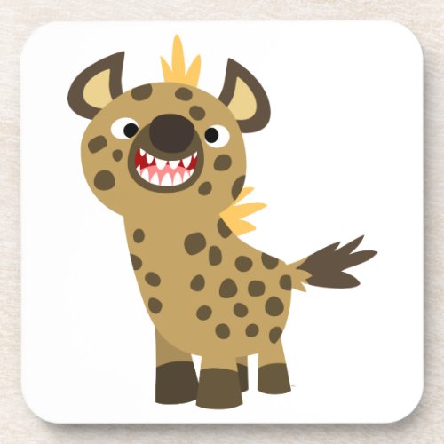 Cute Smiling Cartoon Hyena Coasters Set